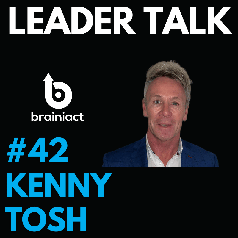 man smiling, text overlay "Leader talk 42 kenny tosh"